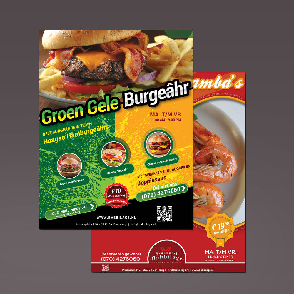 Actie Flyers restaurant - Groen gele burgeahr
